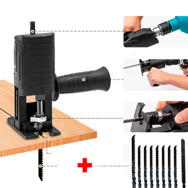 Adaptador Caladora Para Taladro Convertir Taladro En Sierra Caladora + 9 Hojas